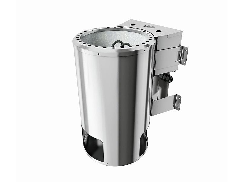 Nanja - Karibu Sauna Plug & Play inkl. 3,6 kW-Bioofen - mit Dachkranz -