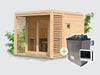 Osb samrt choice Saunahaus Patio 3, 38 mm naturbelassen -inkl. 9 kW Ofen ext. Steuerung- inkl. Dache