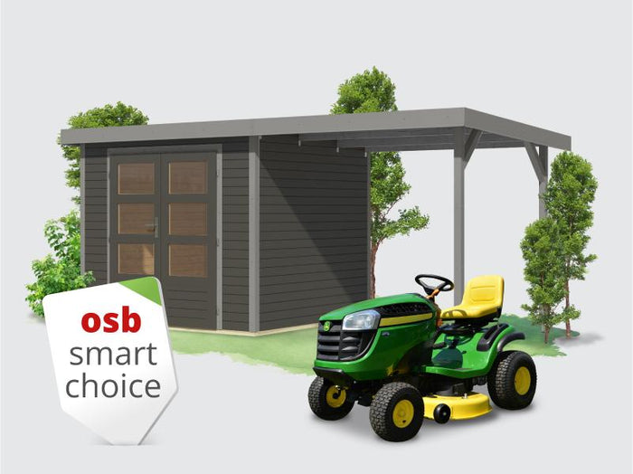 Osb smart chocie Hybrid Gartenhaus Woodtallic 3 B terragrau/graualuminium, im Set mit Fußboden,  ink