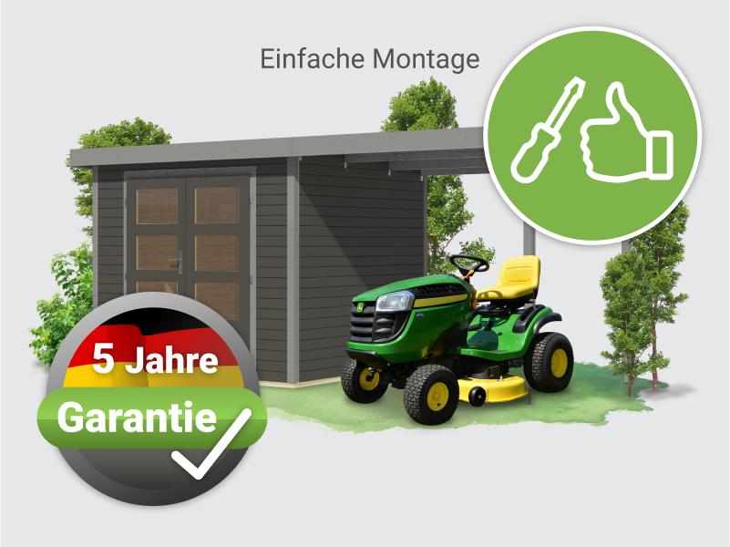 Osb smart chocie Hybrid Gartenhaus Woodtallic 3 B terragrau/graualuminium, im Set mit Fußboden,  ink