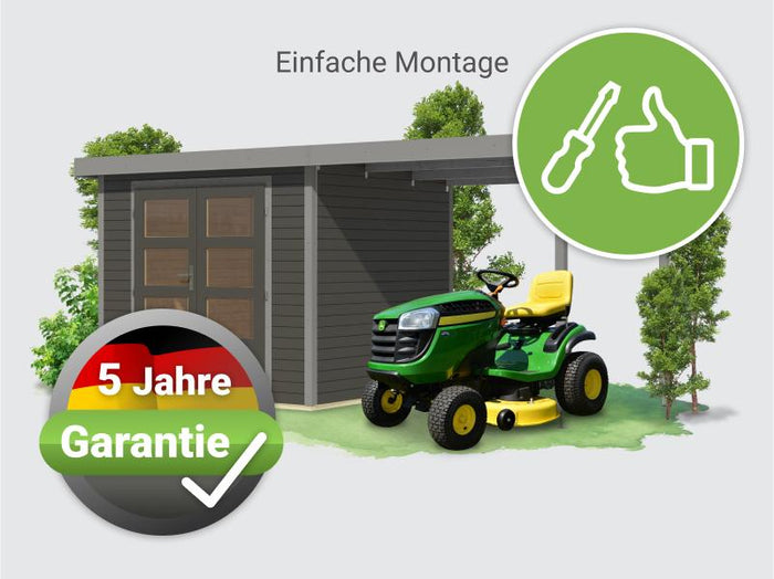 Osb smart chocie Hybrid Gartenhaus Woodtallic 3 B terragrau/graualuminium, im Set mit Fußboden,  ink