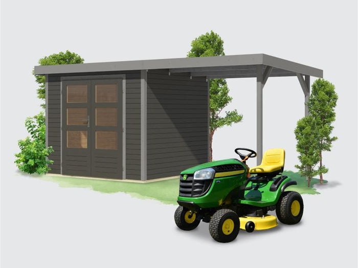 Osb smart chocie Hybrid Gartenhaus Woodtallic 3 B terragrau/graualuminium, im Set mit Fußboden,  ink