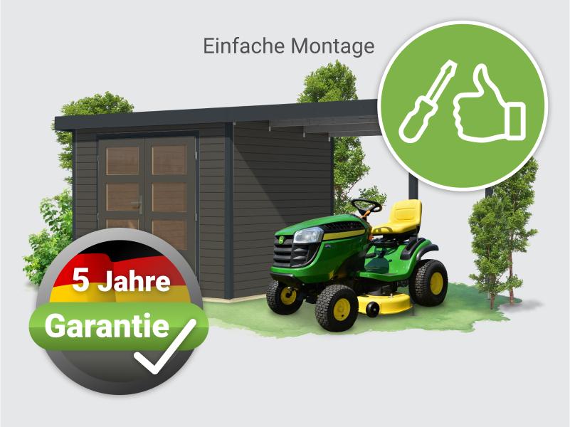 Osb smart choice Hybrid Gartenhaus Woodtallic 3 B terragrau/anthrazit, im Set mit Fußboden, inkl. 2,