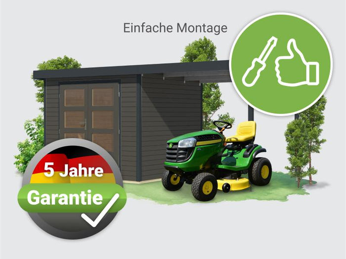 Osb smart choice Hybrid Gartenhaus Woodtallic 3 B terragrau/anthrazit, im Set mit Fußboden, inkl. 2,