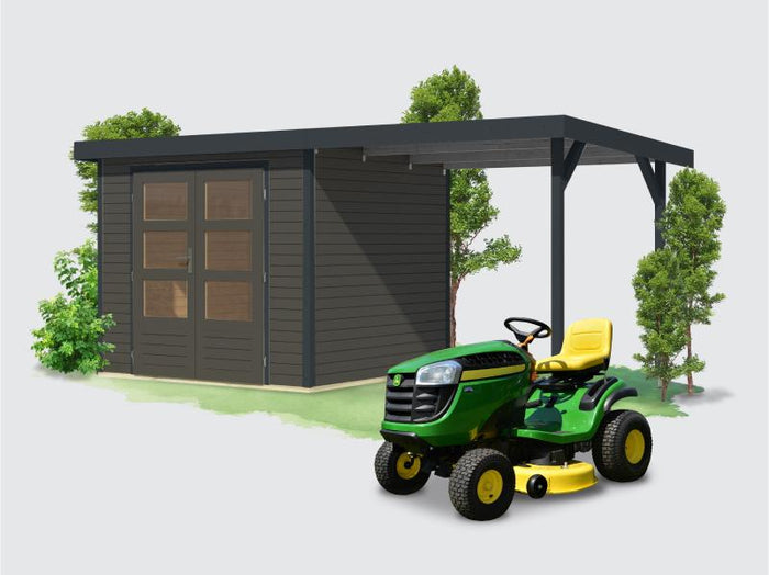 Osb smart choice Hybrid Gartenhaus Woodtallic 3 B terragrau/anthrazit, im Set mit Fußboden, inkl. 2,