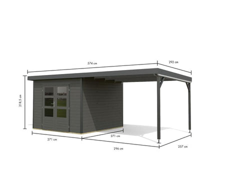 Osb smart choice Hybrid Gartenhaus Woodtallic B, terragrau/anthrazit im Set mit Fußboden,  inkl. 3 m
