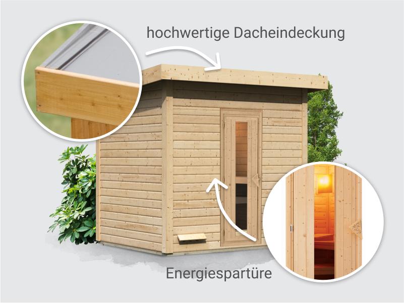 Osb smart choice Saunahaus Hella 3  38 mm - ohne Ofen - inkl. Dacheindeckung und Fußboden