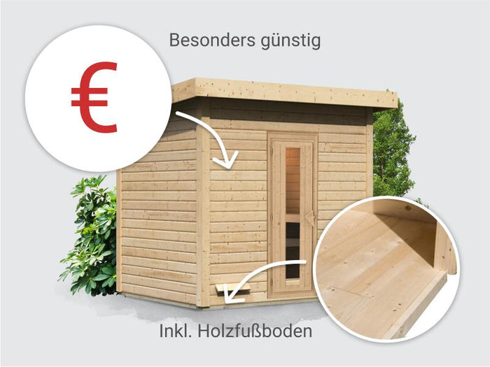 Osb smart choice Saunahaus Hella 3  38 mm - ohne Ofen - inkl. Dacheindeckung und Fußboden