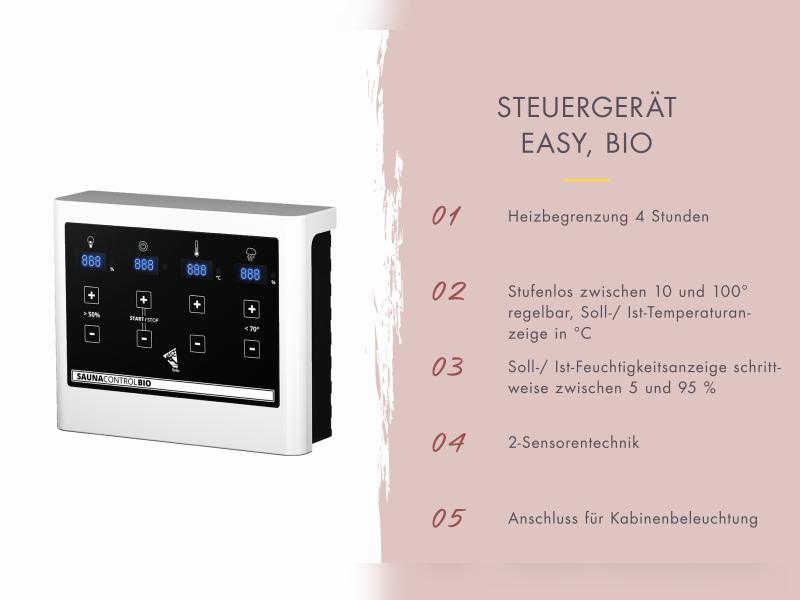Osb smart choice Saunahaus Patio 1, 38 mm naturbelassen -inkl. 9 kW Bioofen ext. Steuerung- inkl. Da