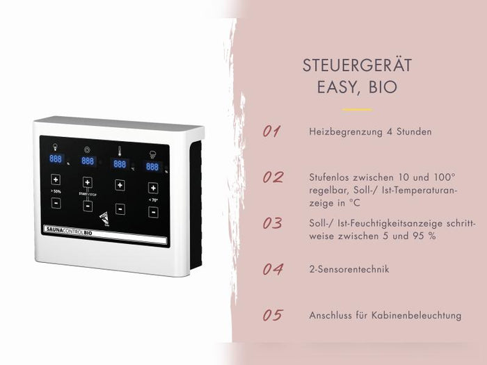 Osb smart choice Saunahaus Patio 2, 38 mm naturbelassen -inkl. 9 kW Bioofen ext. Steuerung-, inkl. D