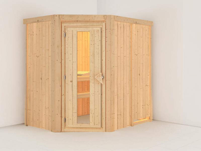 Saja - Karibu Sauna Plug & Play ohne Ofen - ohne Dachkranz - Energiespartür