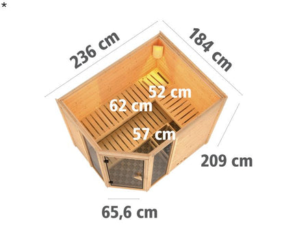 Sinai 3 - Karibu Sauna ohne Ofen - ohne Dachkranz -
