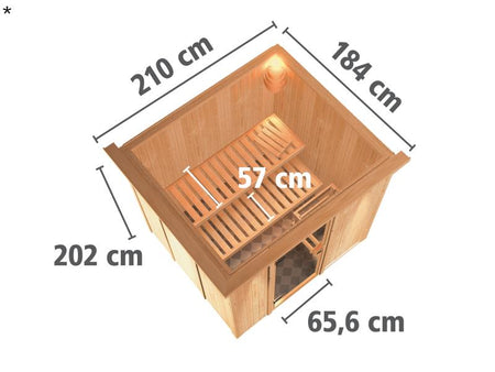 Sodin - Karibu Sauna ohne Ofen - mit Dachkranz -