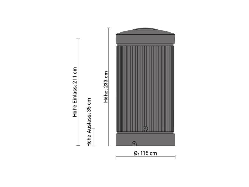 Speidel Regensäule 2000 Liter, anthrazit inkl. Regensammler und Kunststoffauslauf