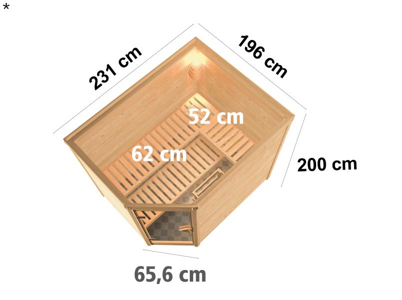 Tanami - Karibu Sauna inkl. 9-kW-Ofen - ohne Dachkranz -