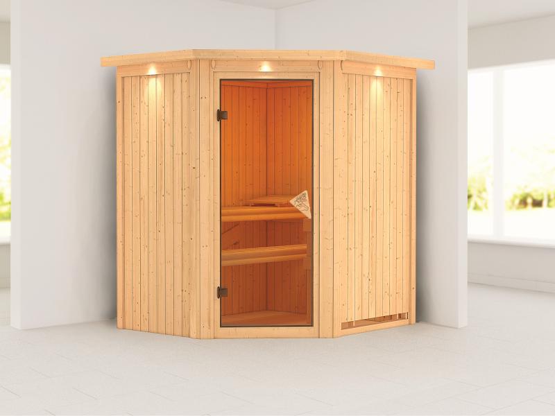 Taurin - Karibu Sauna ohne Ofen - mit Dachkranz -