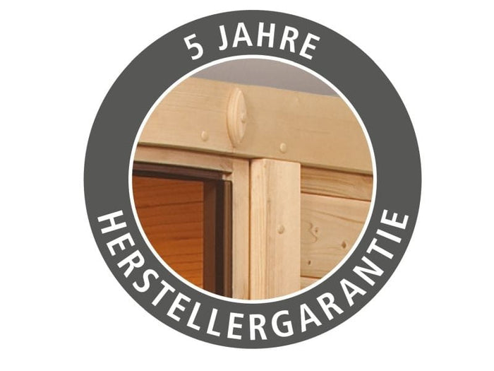Tonja - Karibu Sauna Plug & Play inkl. 3,6 kW-Ofen int. Steuerung - ohne Dachkranz -