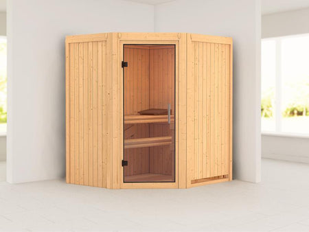 Tonja - Karibu Sauna Plug & Play ohne Ofen - ohne Dachkranz - Klarglas Ganzglastür