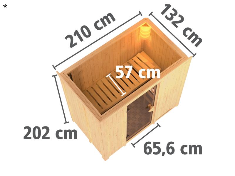 Variado - Karibu Sauna ohne Ofen-mit Dachkranz-mit moderner Saunatür